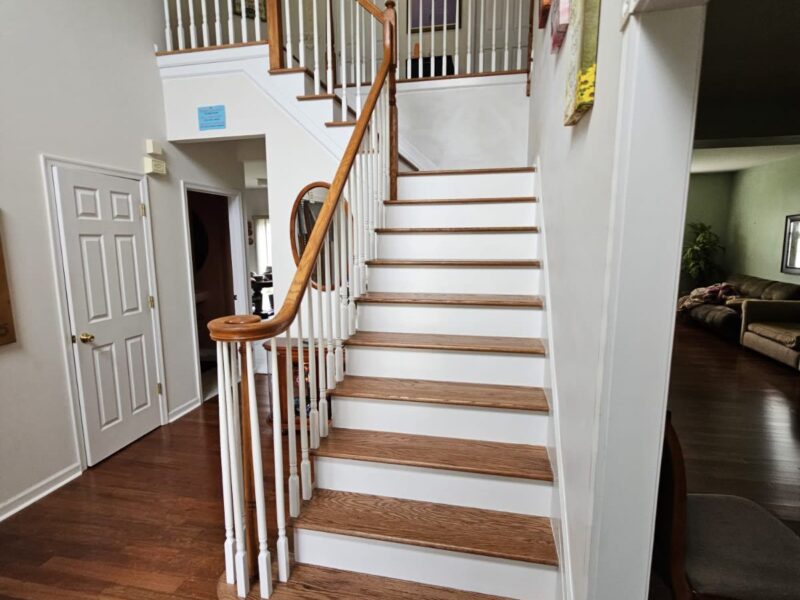 Hardwood Staircase — Carpet to Finished Oak Treads &mdash; Toms River, NJ